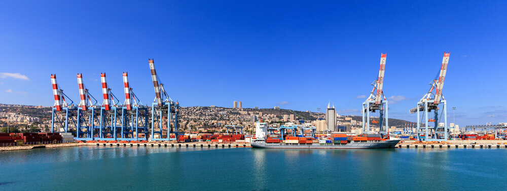 Panoramic View of the city of Haifa port.