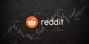 Reddit Logo on a leather background with candlesticks overlay