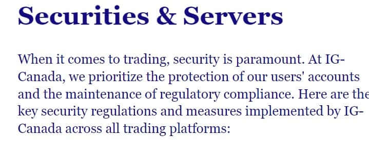 securities and servicies at Ig-Canada broker